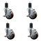 Service Caster 3.5'' Maroon Poly Swivel 1-5/8'' Expanding Stem Caster Set with Brake, 4PK SCC-EX20S3514-PPUB-MRN-TLB-158-4 - alternate 1